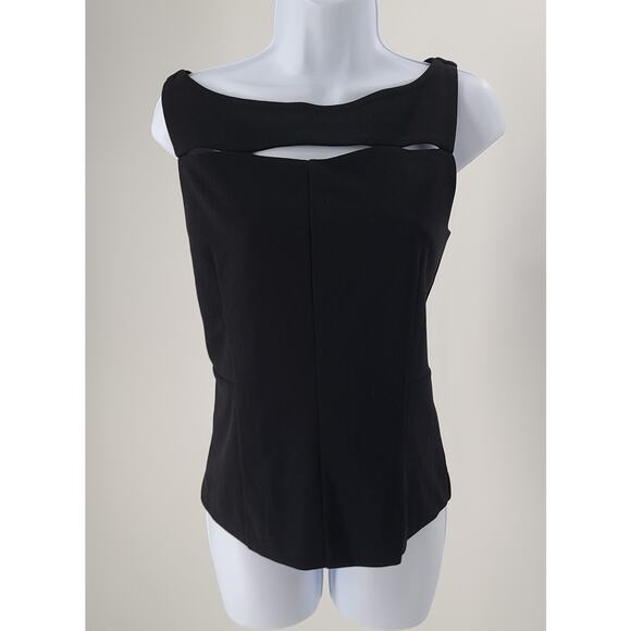 DKNY women's sleveless cut-out peplum top black Size Small Matrix minimalist - Picture 2 of 8
